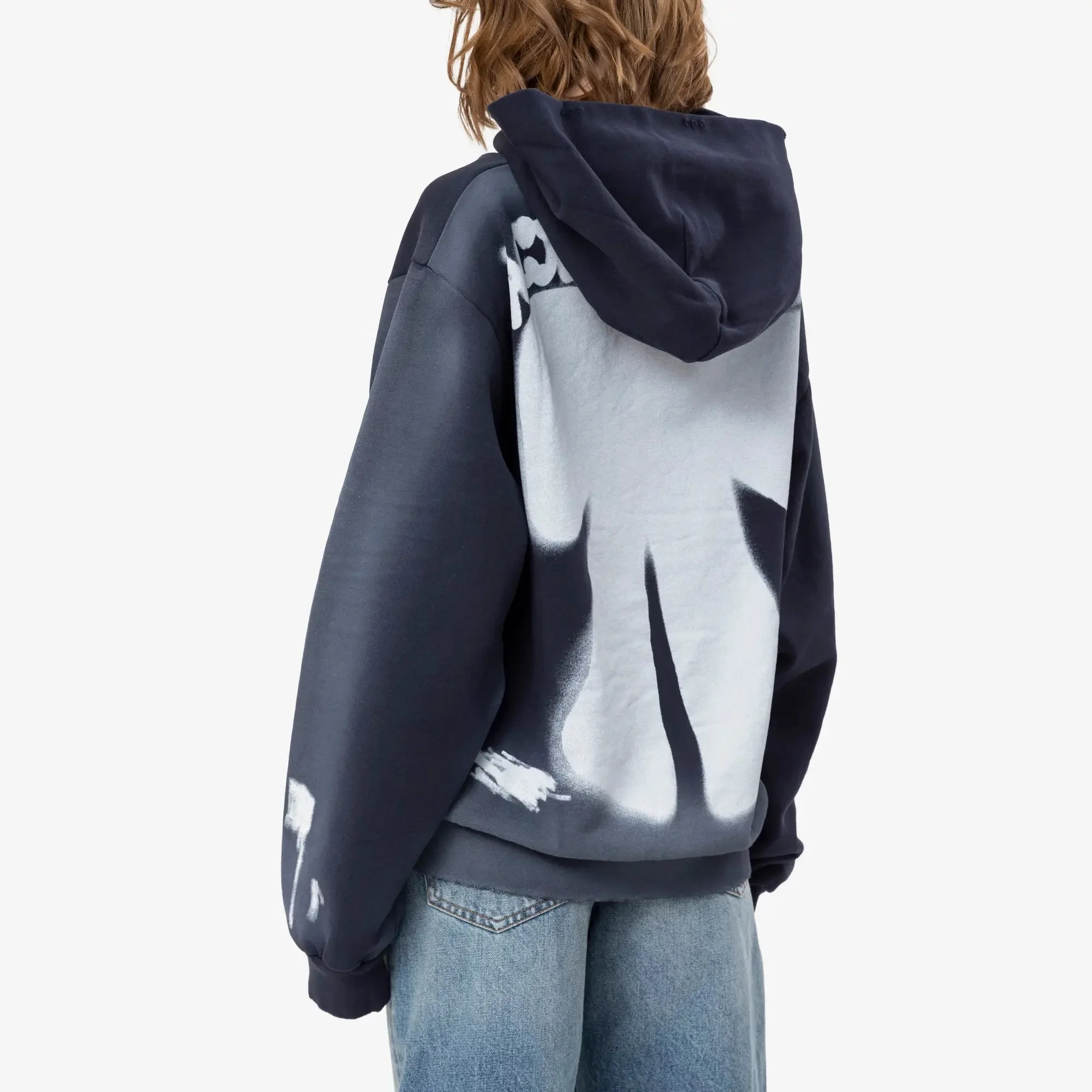 Sprayed Logo Ribbon Hoody - Image 4