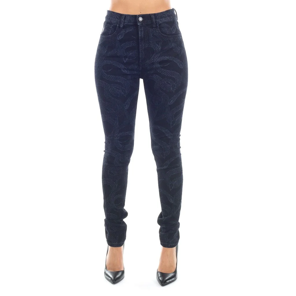 Womens All Over Snake Skinny Jeans