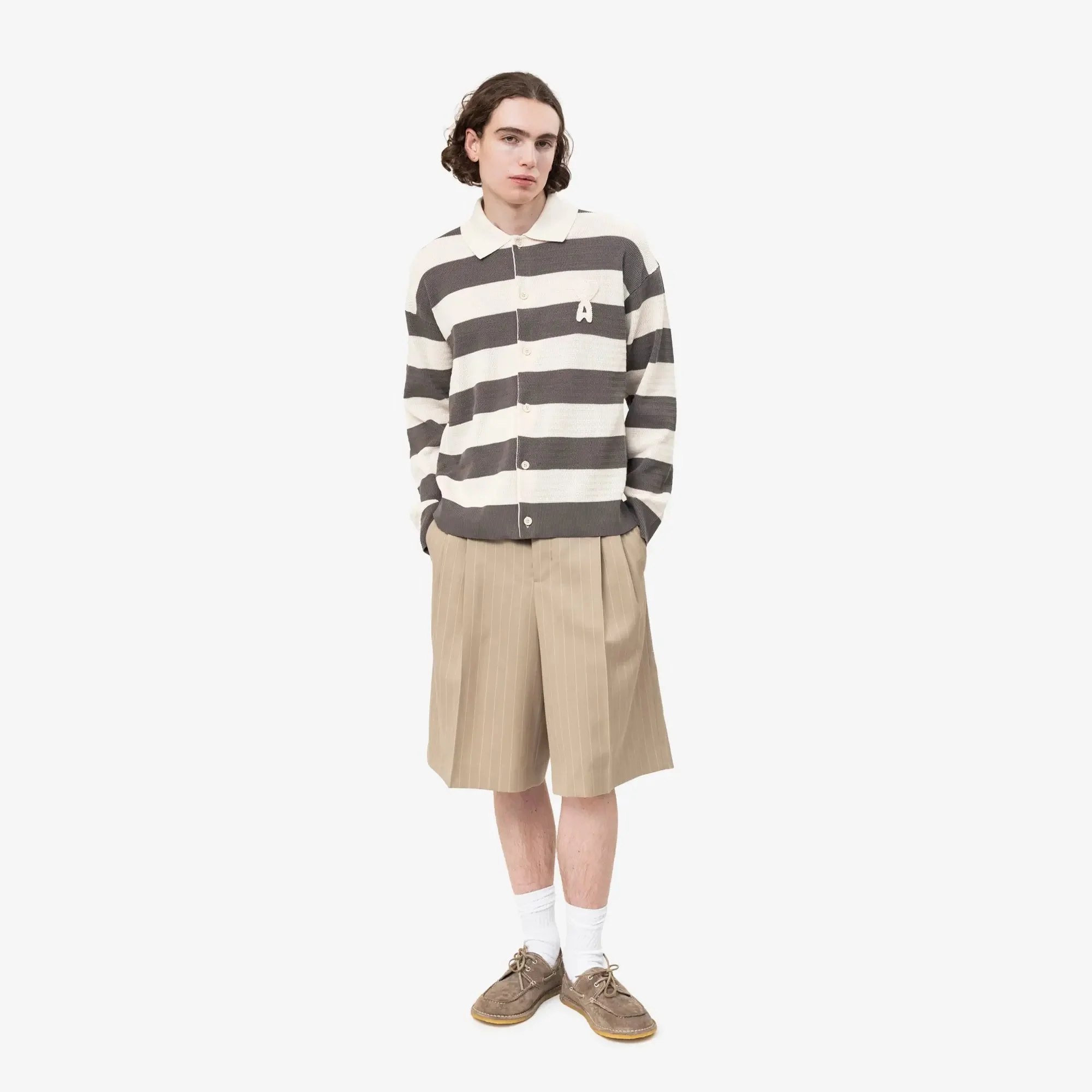 Knitted ADC Patch Shirt Collar Cardigan - Image 2
