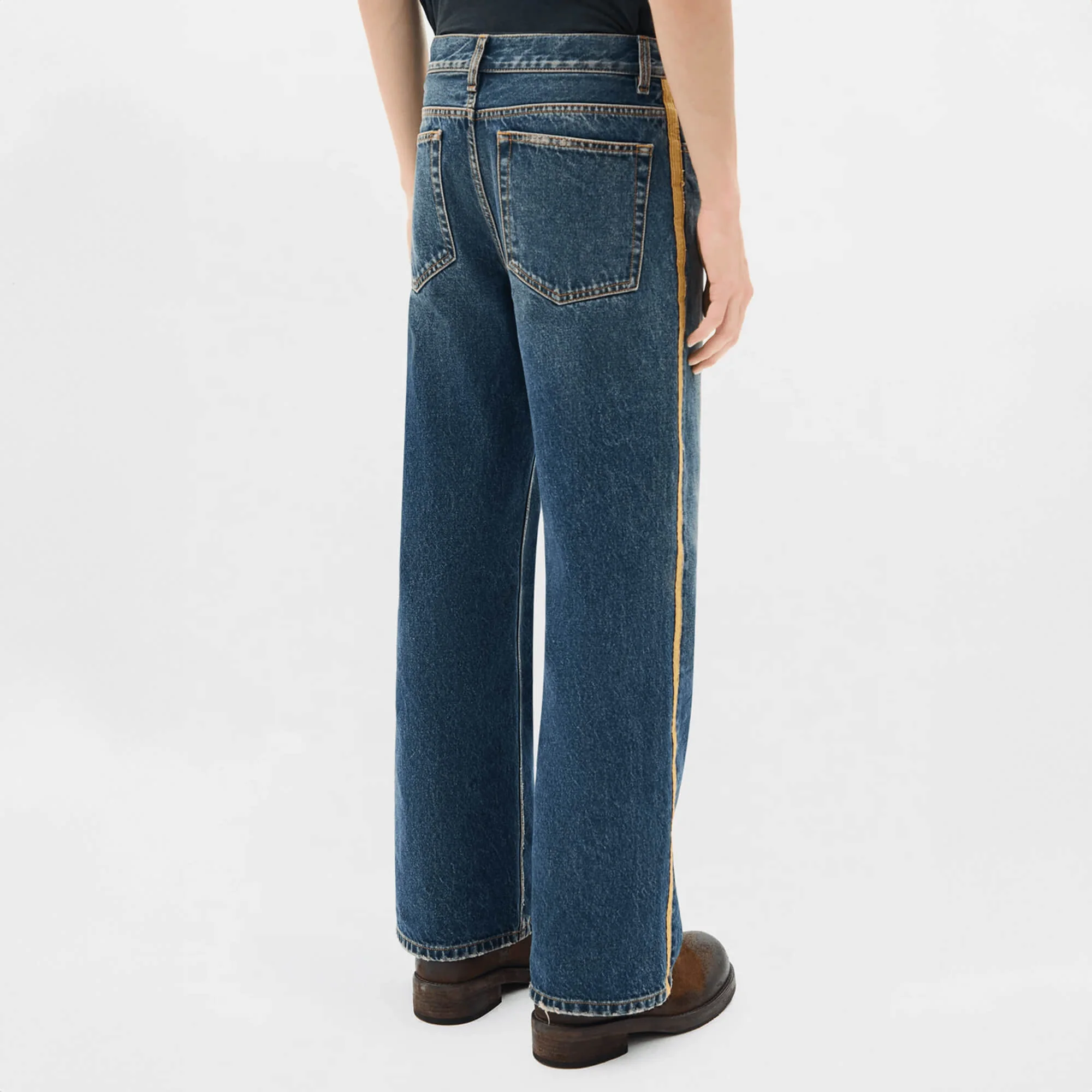 Alarik Contrast Side Band Flared Cropped Jeans - Image 3