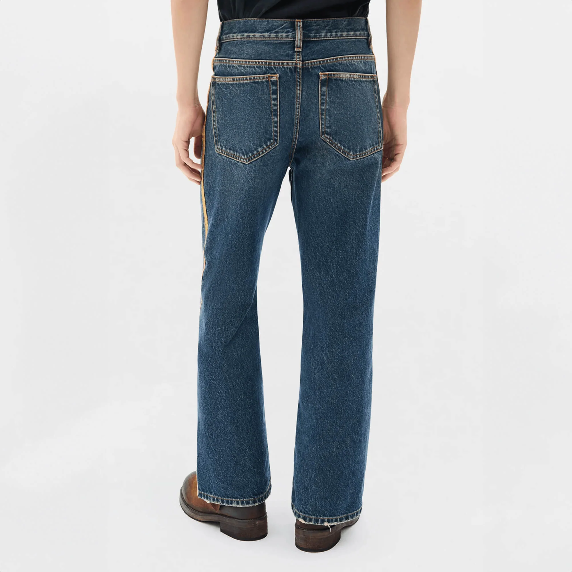 Alarik Contrast Side Band Flared Cropped Jeans - Image 5