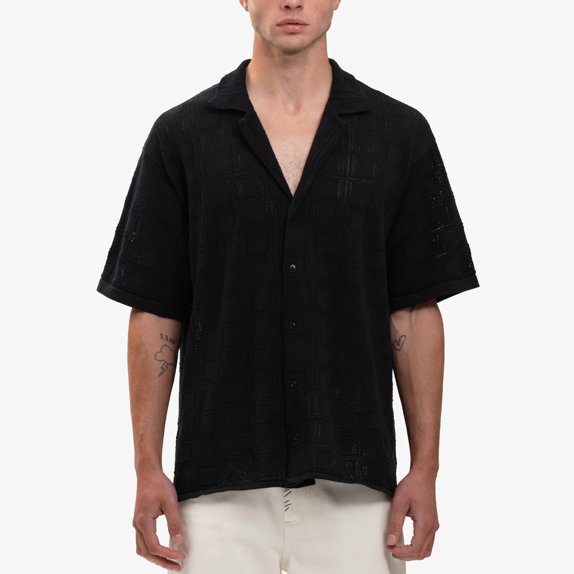 Black Lace Knit Shirt
