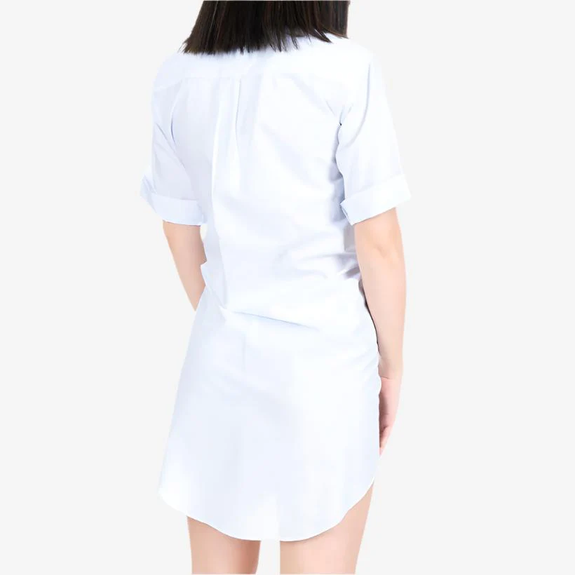 Womens Blue Stripe Draped Shirt Dress - Image 2