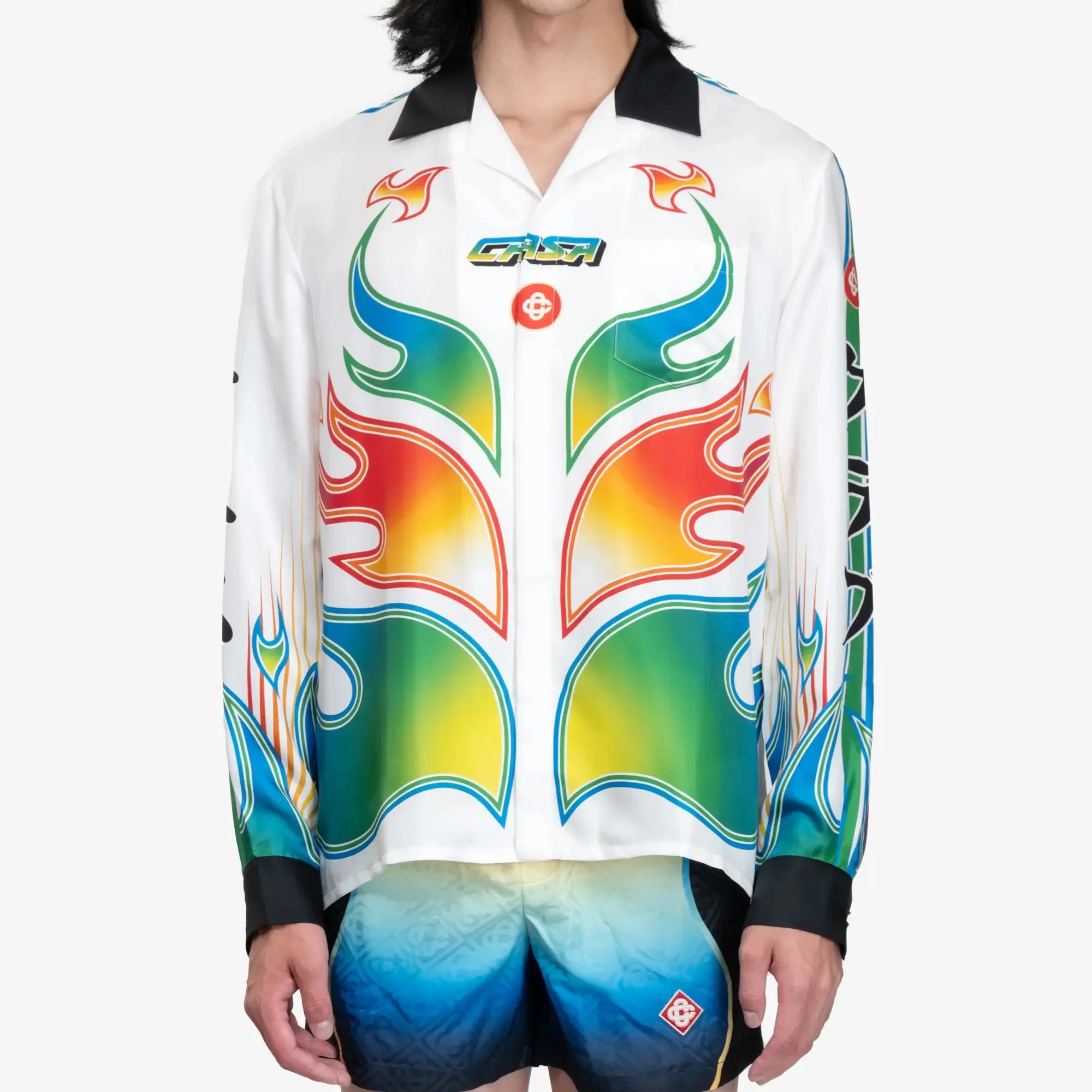 Flame Laurel Cuban Collar LS Shirt