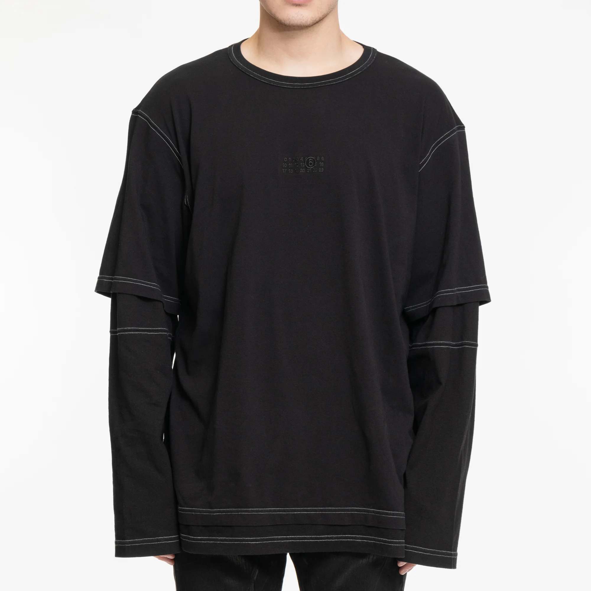 Contrast Stitch Double LS T-Shirt