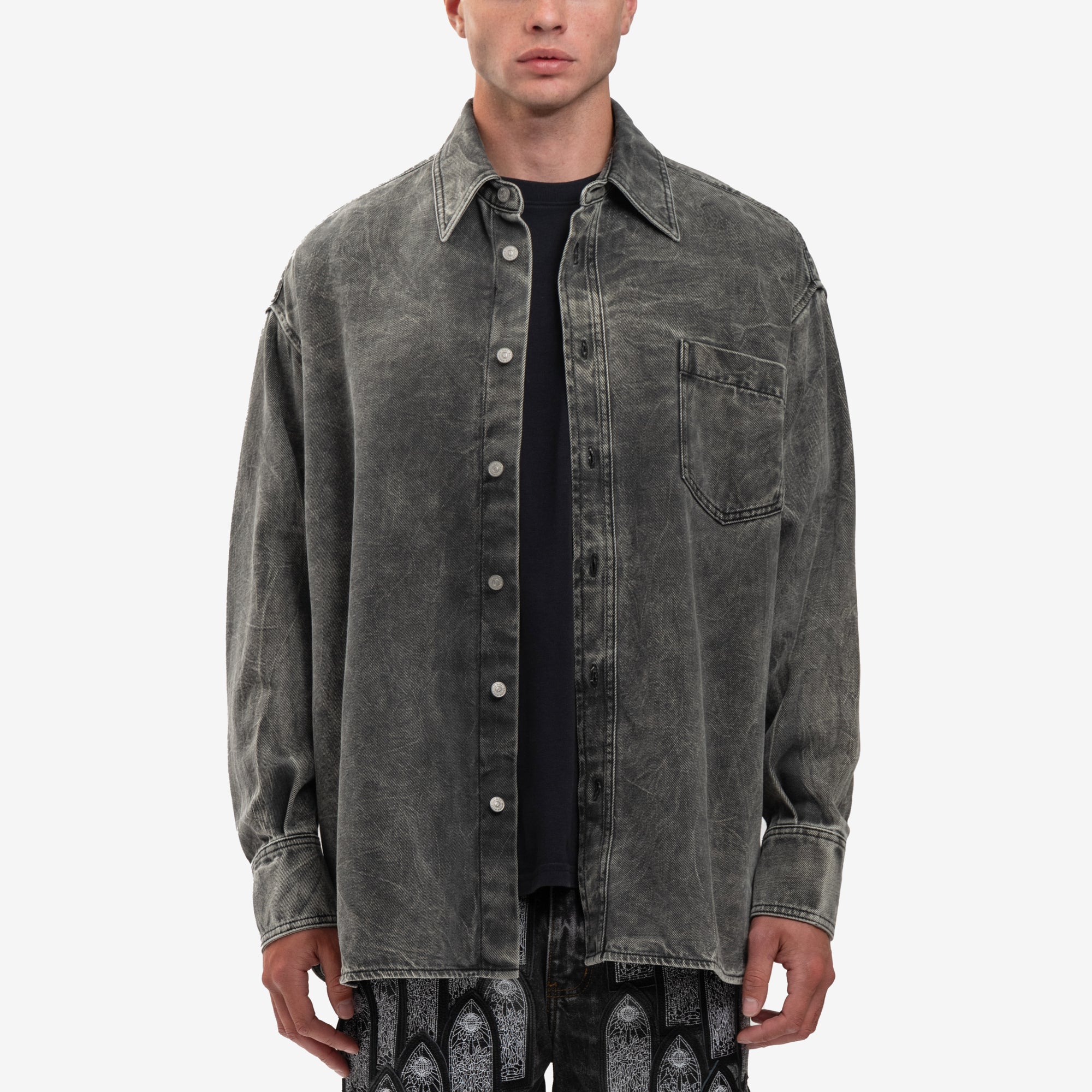 Crinkle Wash Denim Shirt