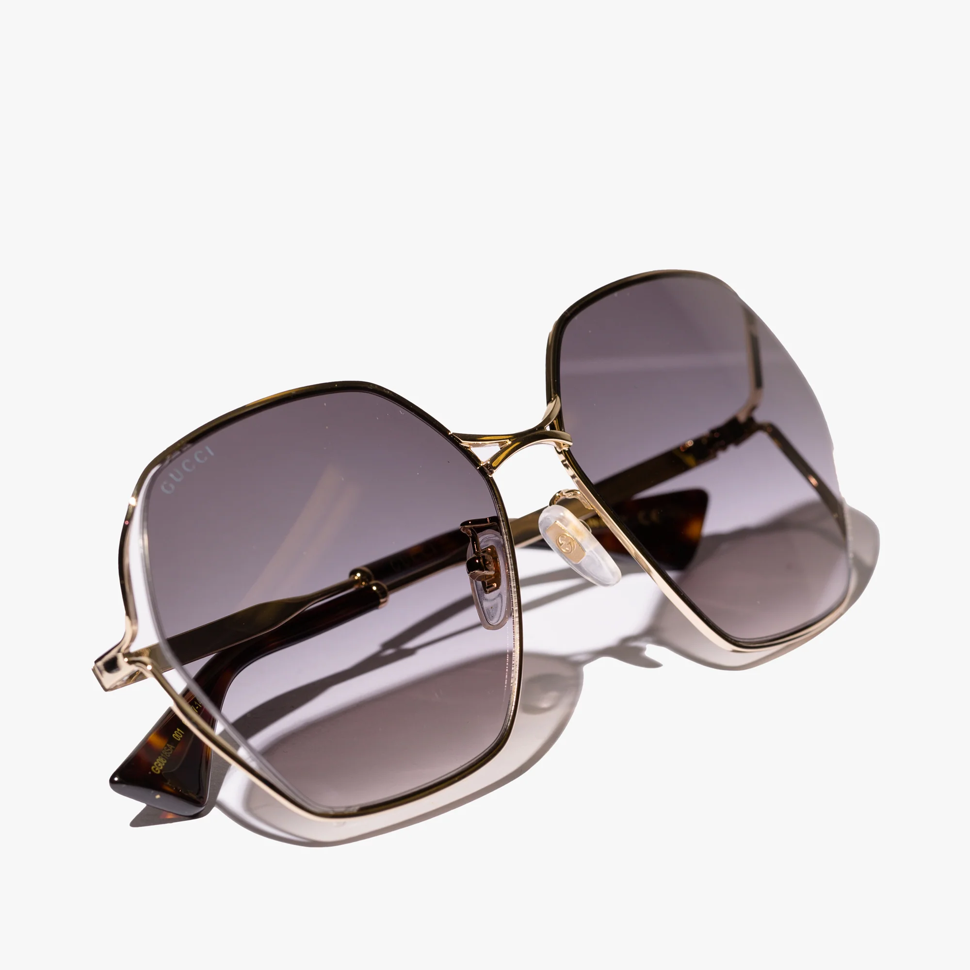 Womens Gold Square Frame Sunglasses - Image 2
