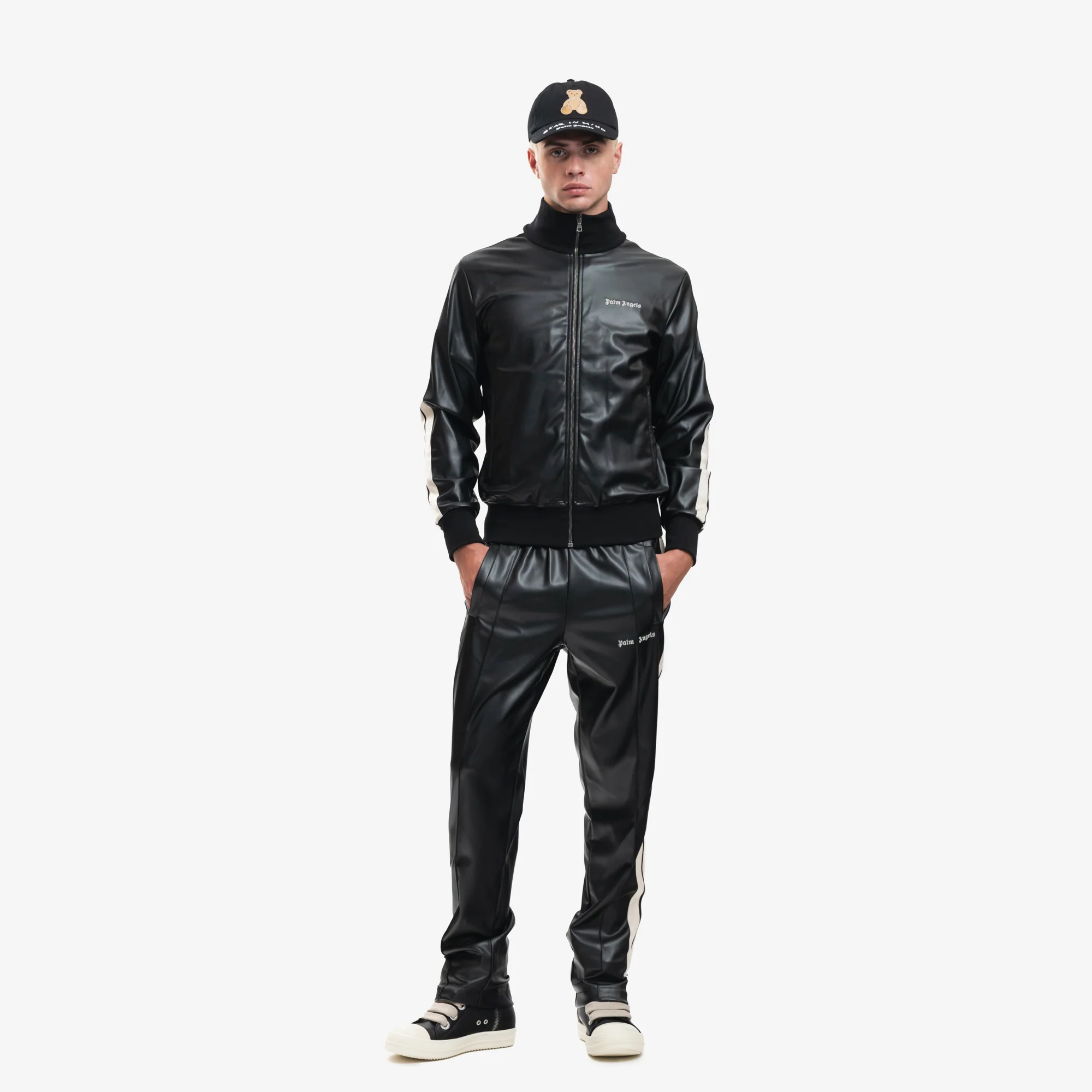 Leather Effect Track Pants - Image 2