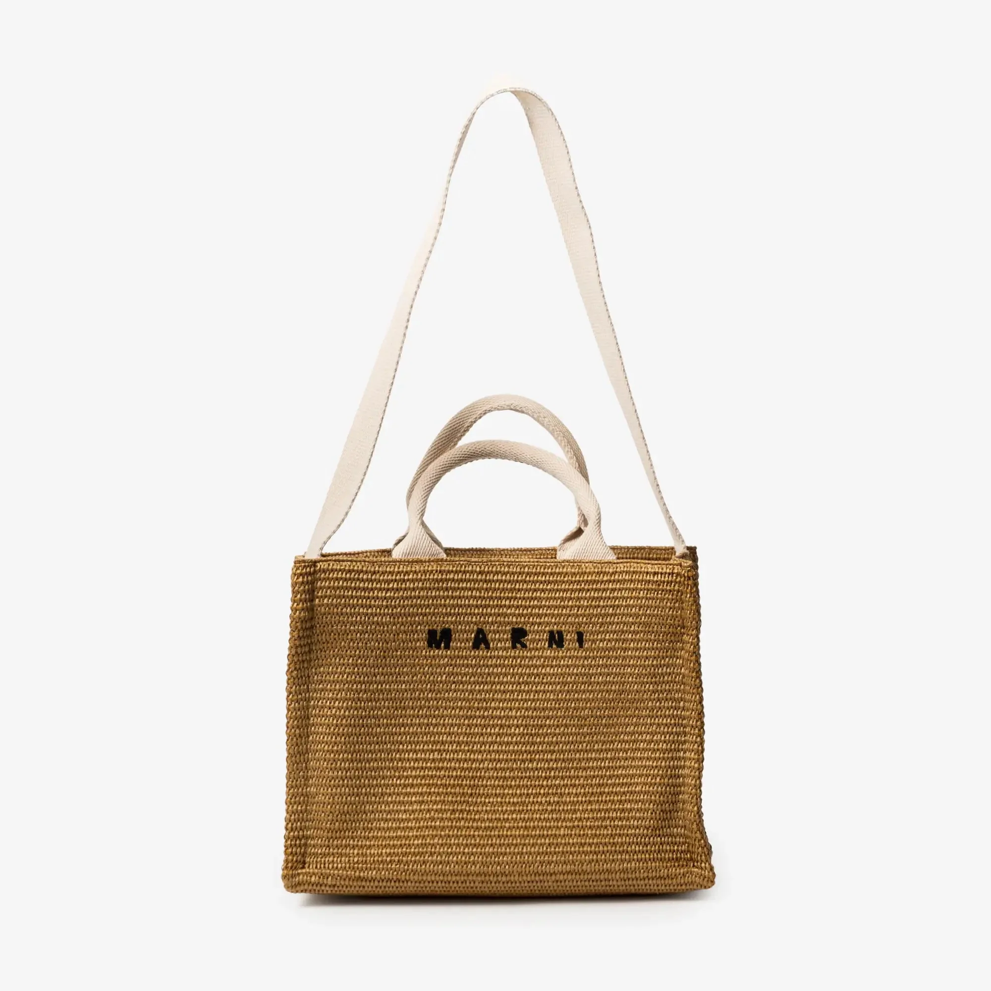 Raffia-Effect East-West Small Tote Bag
