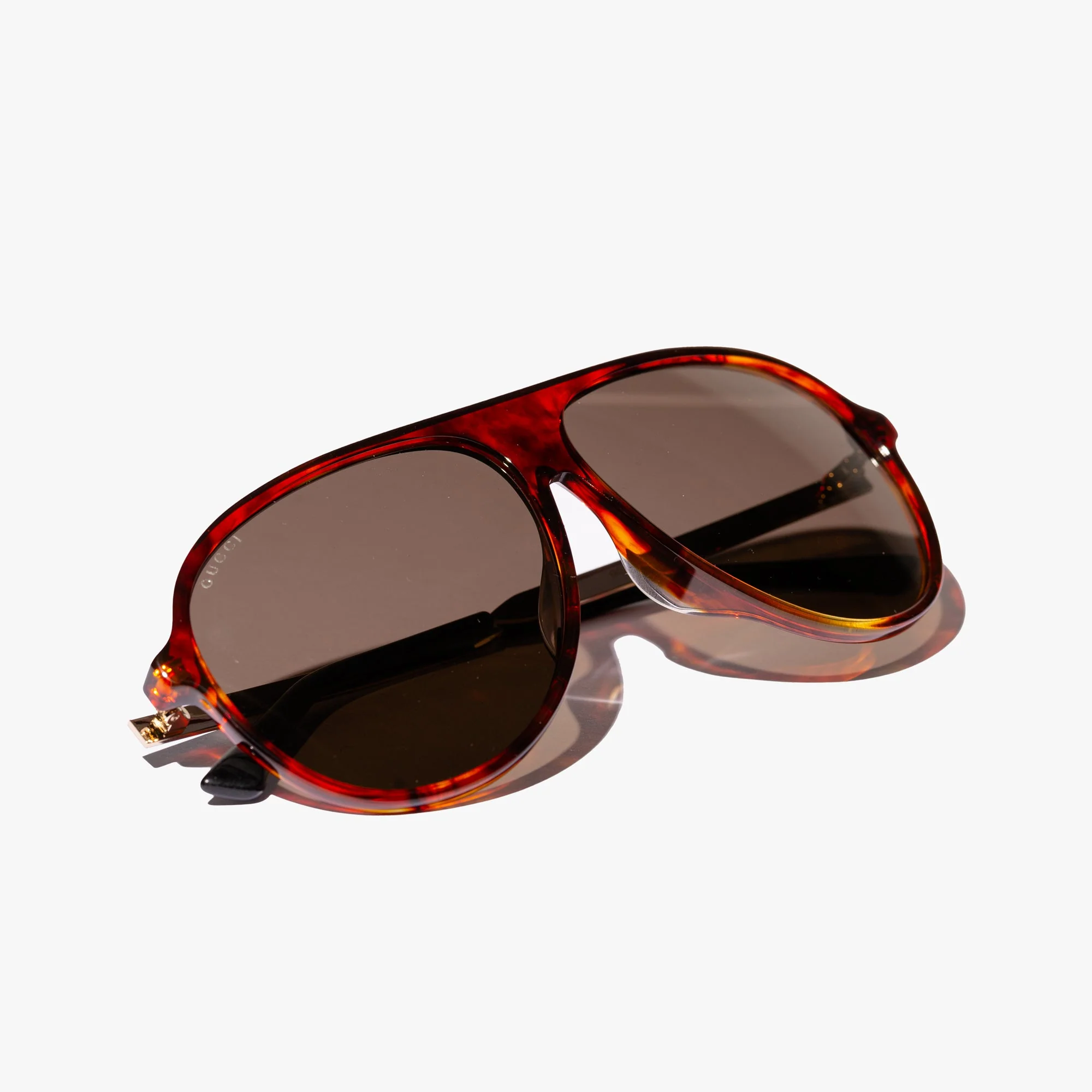 Mens Havana Aviator Frame Sunglasses