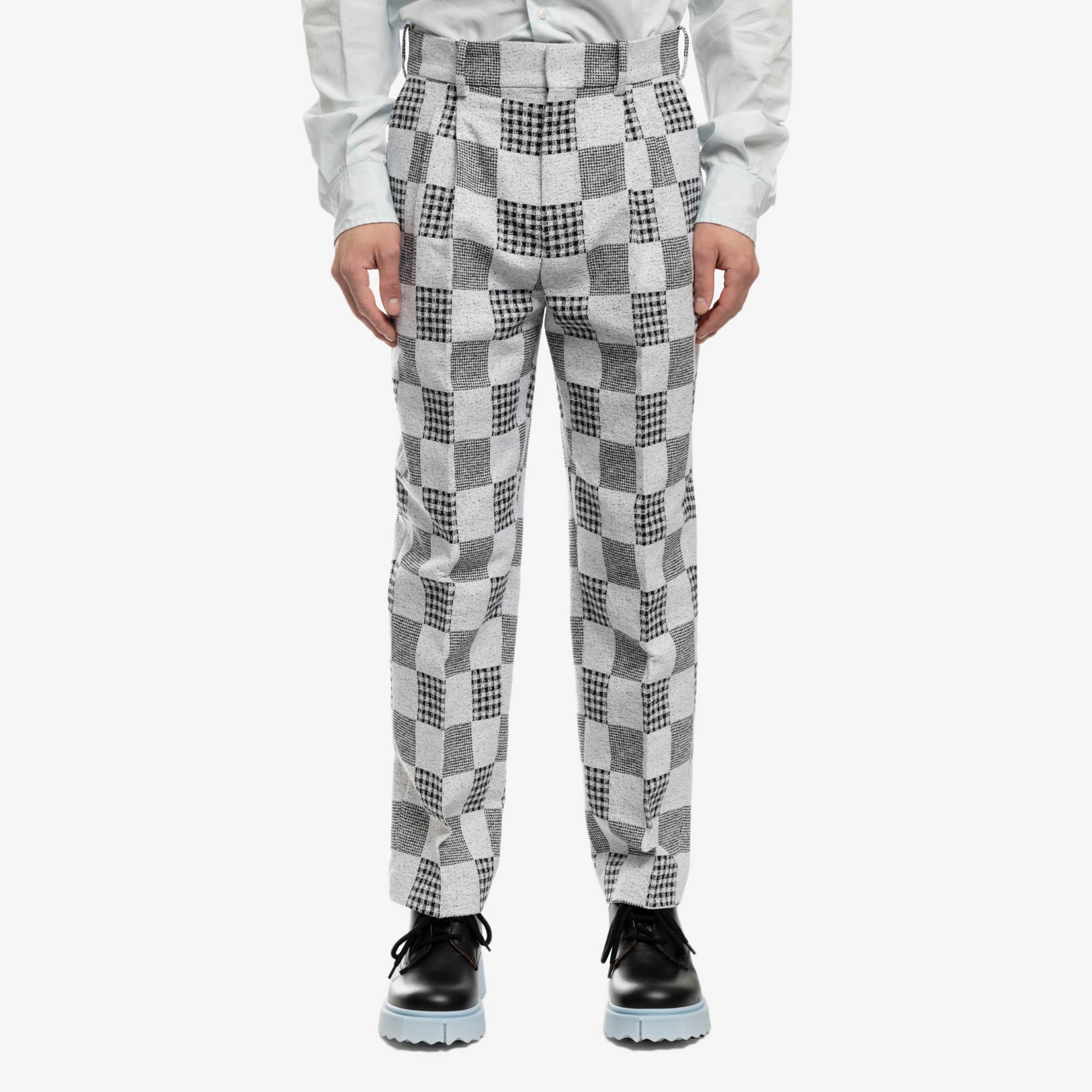 Patchwork Jacquard Pleat Pants