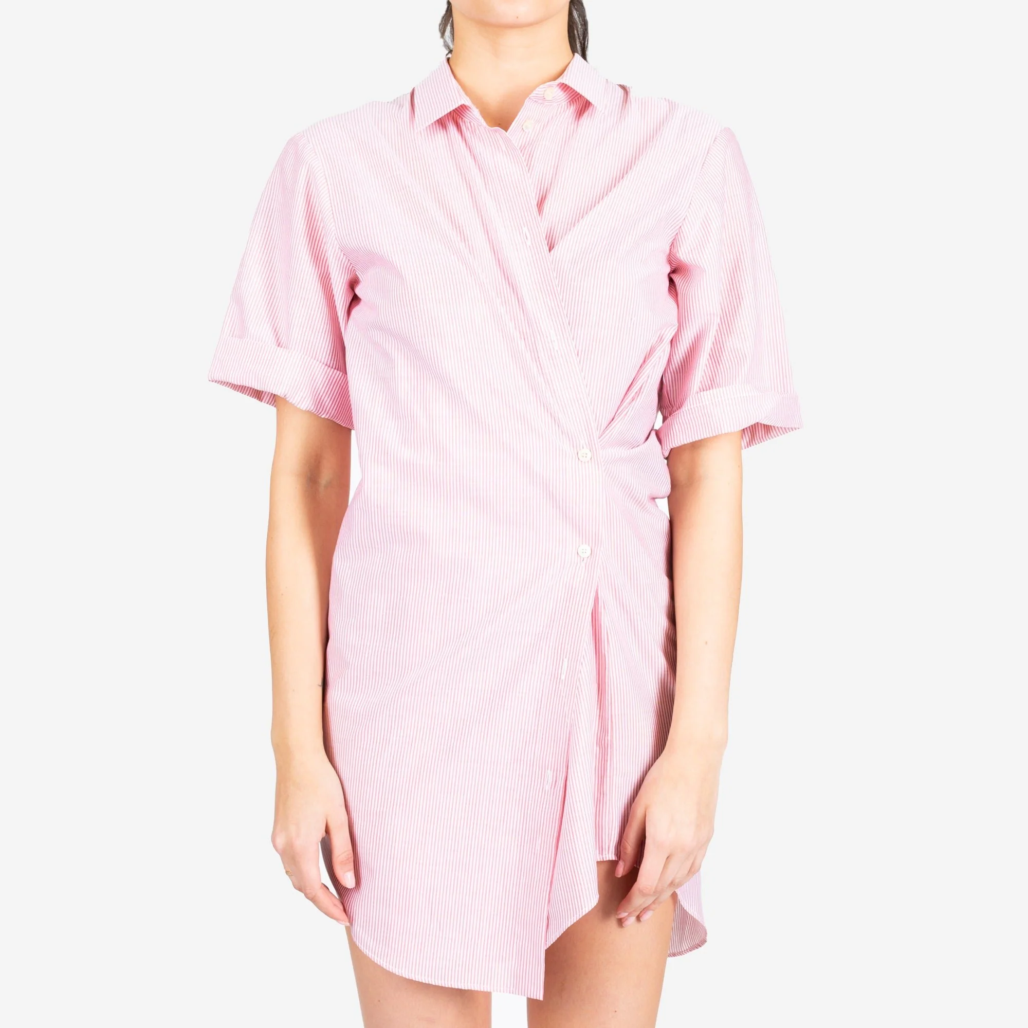 Womens Red Stripe Draped Shirt