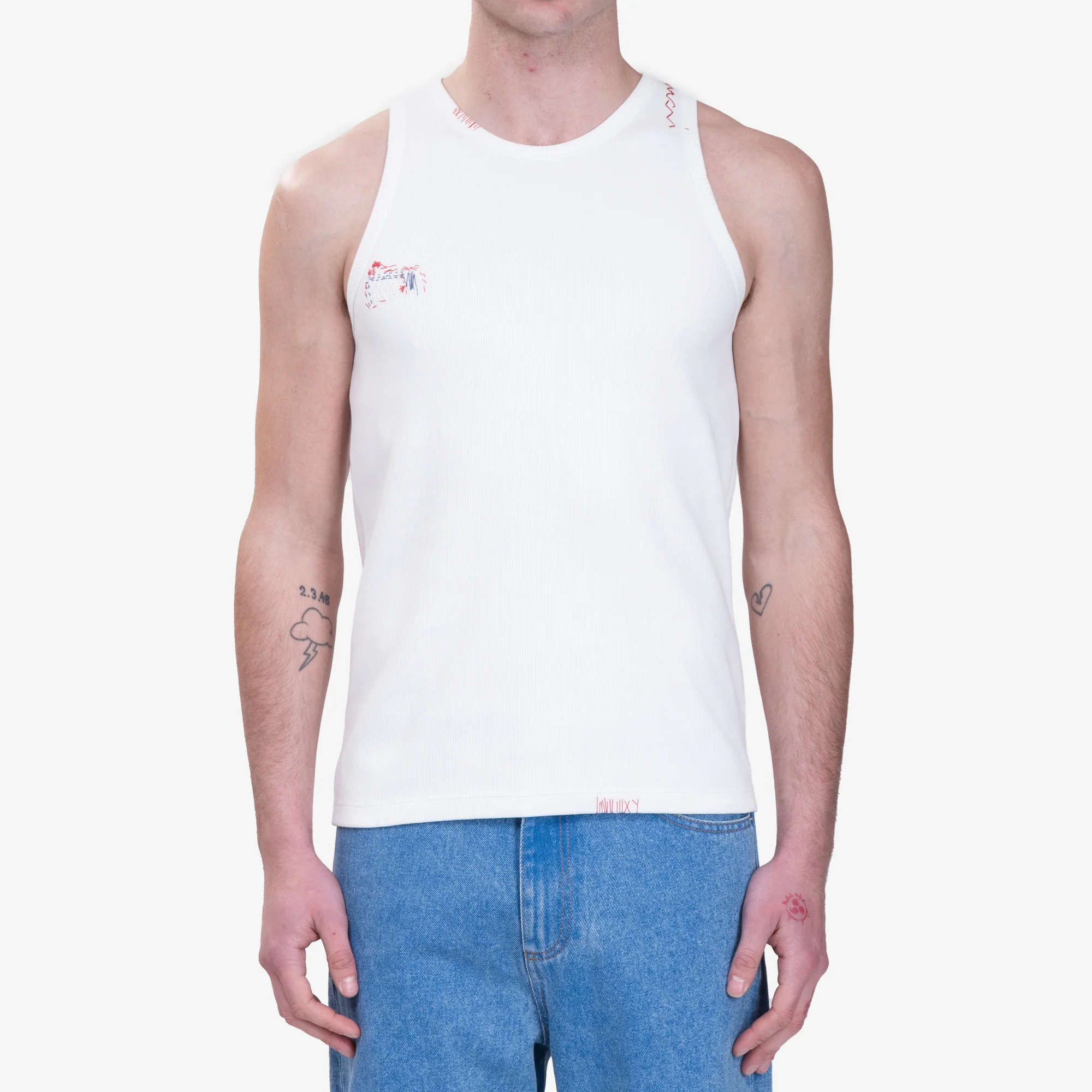 Shoulder Logo Ribbed Tank Top