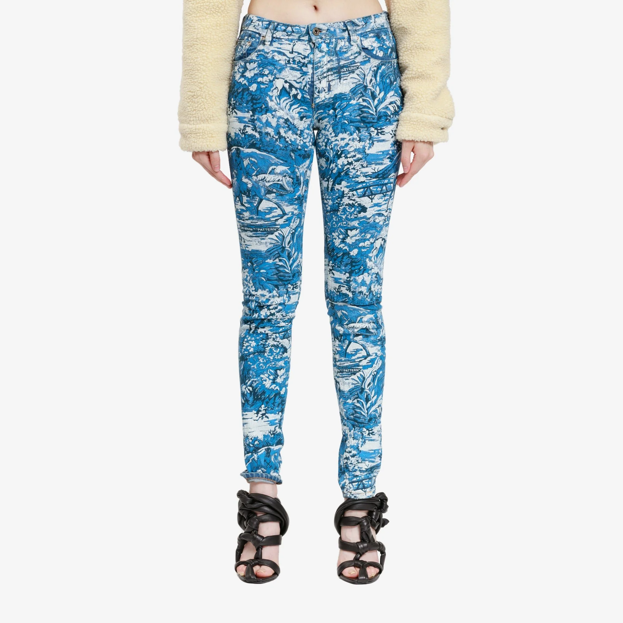 Womens Tapestry Skinny 5 Pockets Jeans