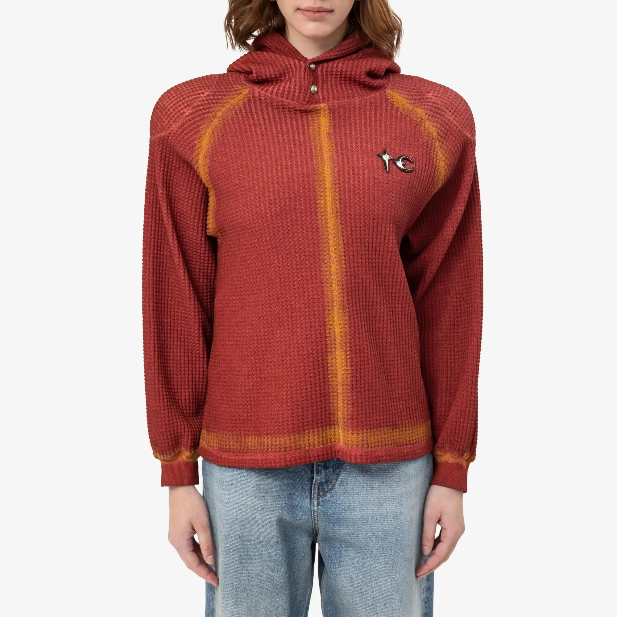 Bulk Shoulder Painted Line Waffle Hoody