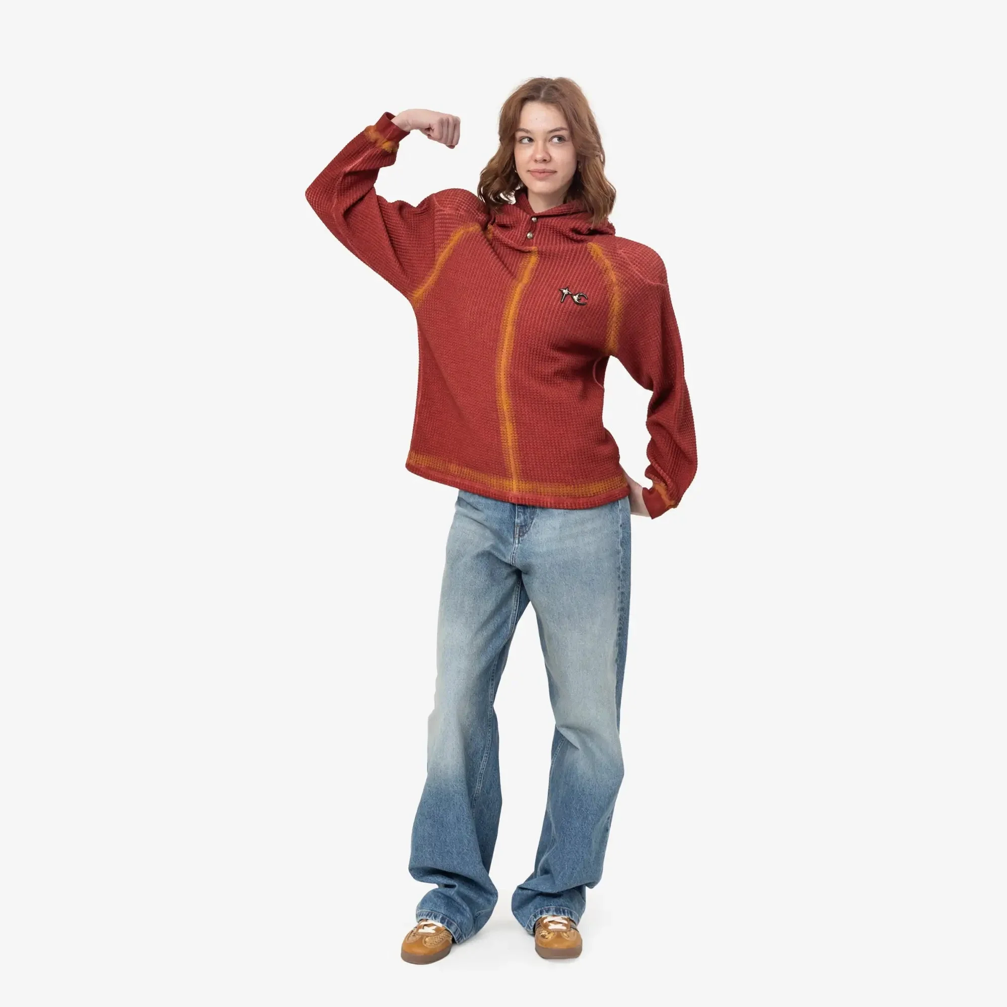 Bulk Shoulder Painted Line Waffle Hoody - Image 2