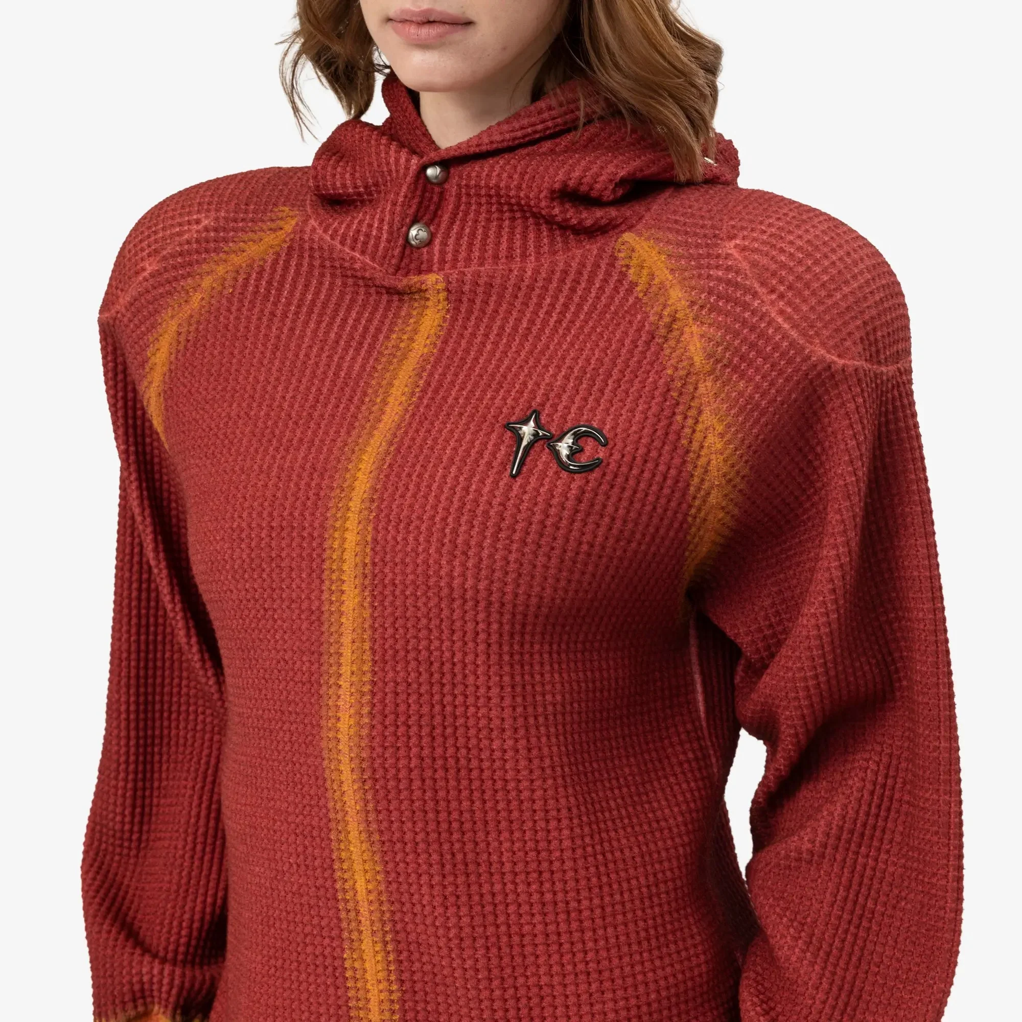 Bulk Shoulder Painted Line Waffle Hoody - Image 5