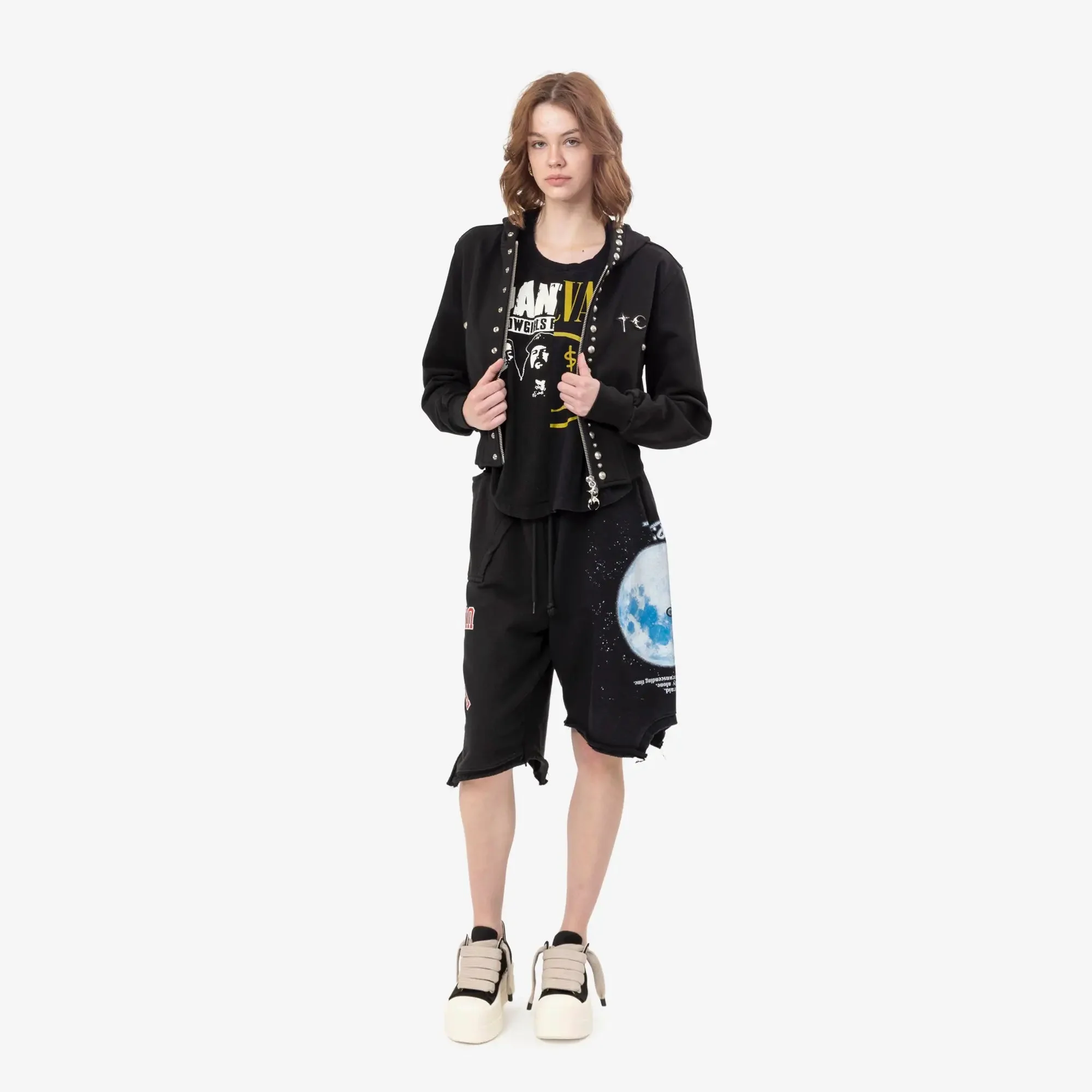 Womens TC Studded Line Cropped Zip Hoody - Image 2