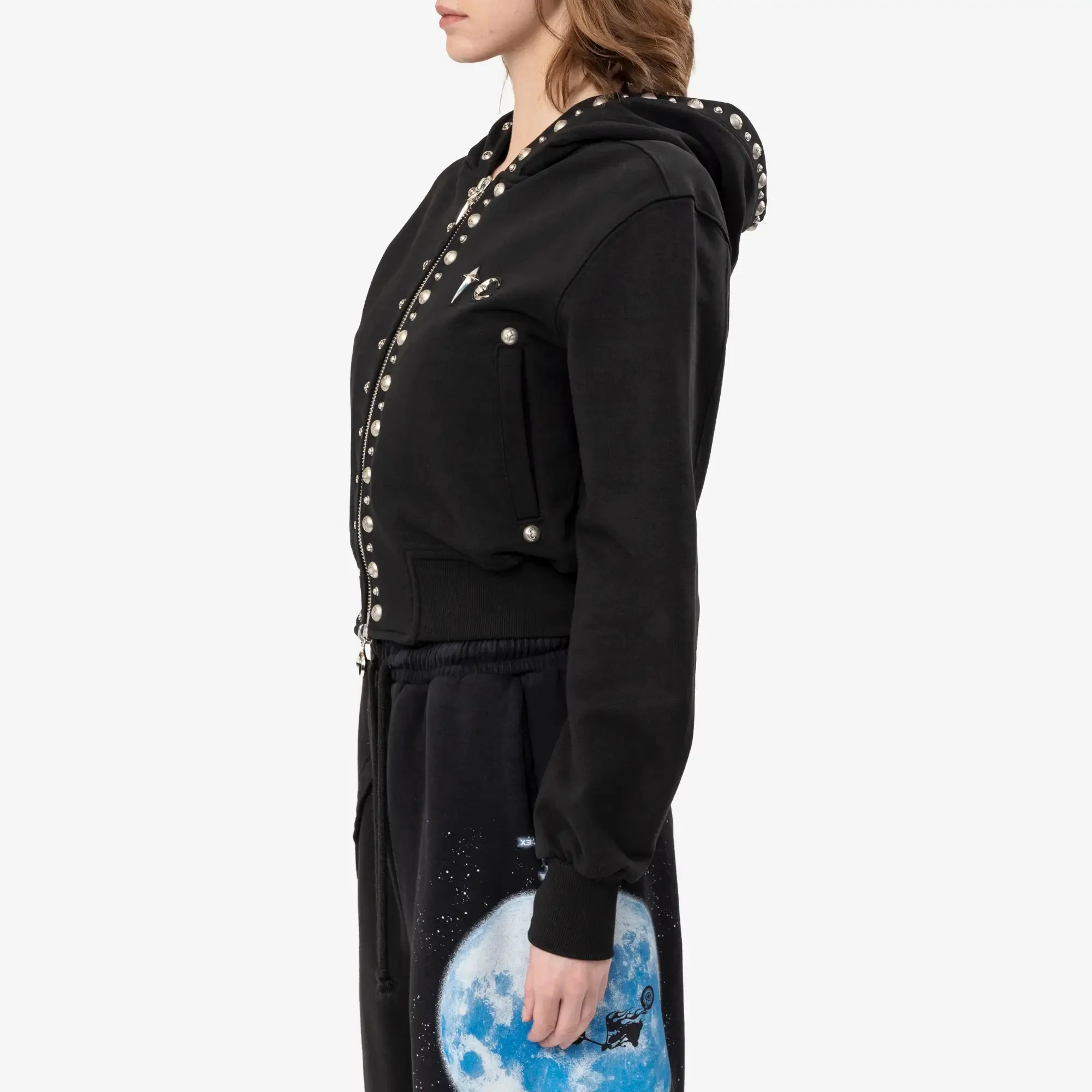 Womens TC Studded Line Cropped Zip Hoody - Image 3