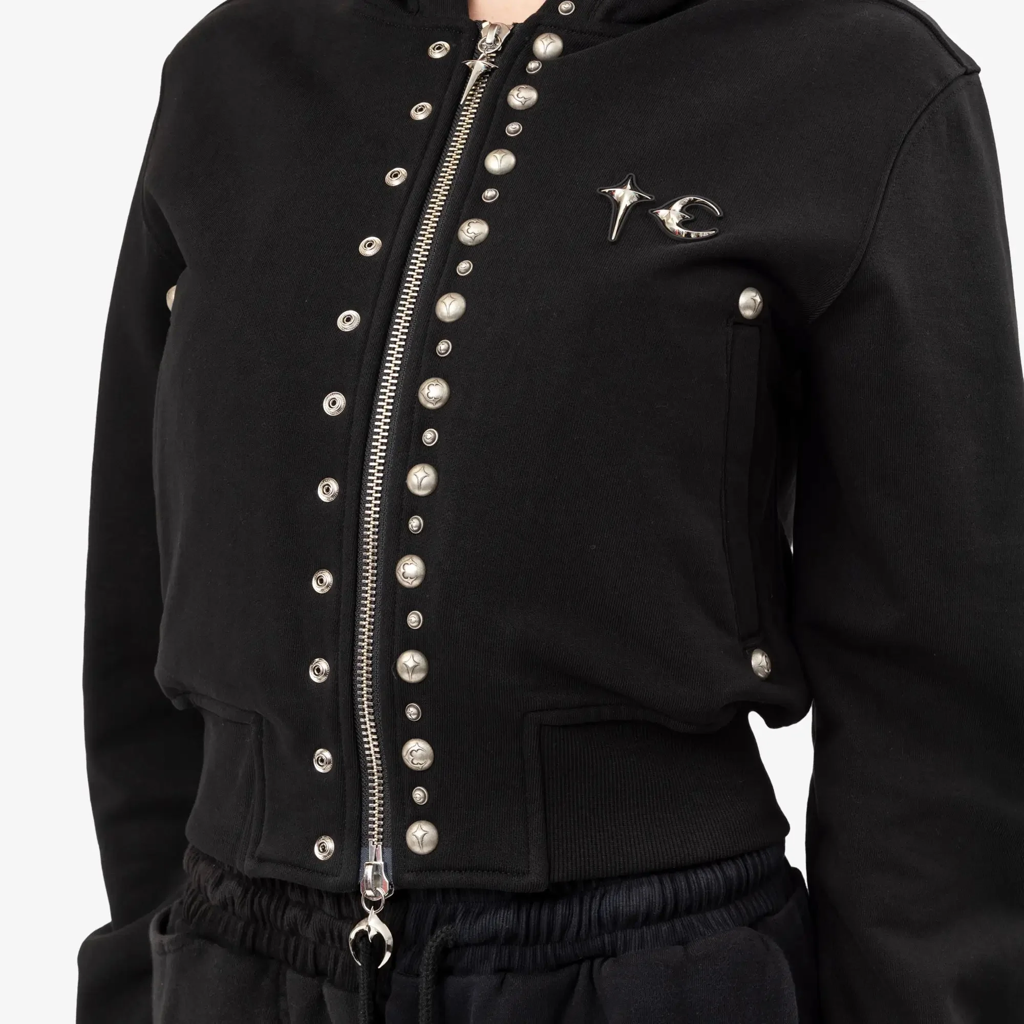 Womens TC Studded Line Cropped Zip Hoody - Image 5
