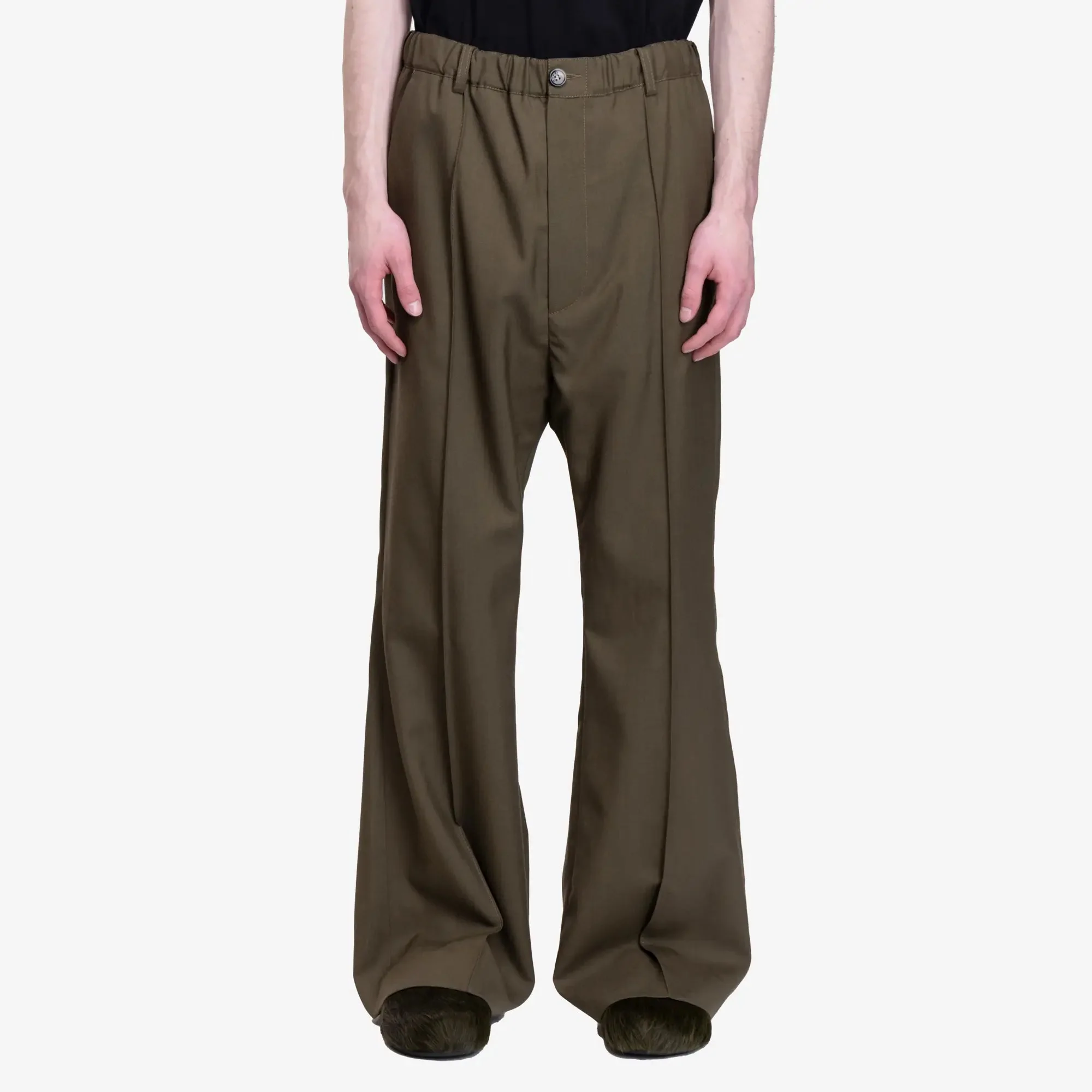 Tropical Wool Flared Pants